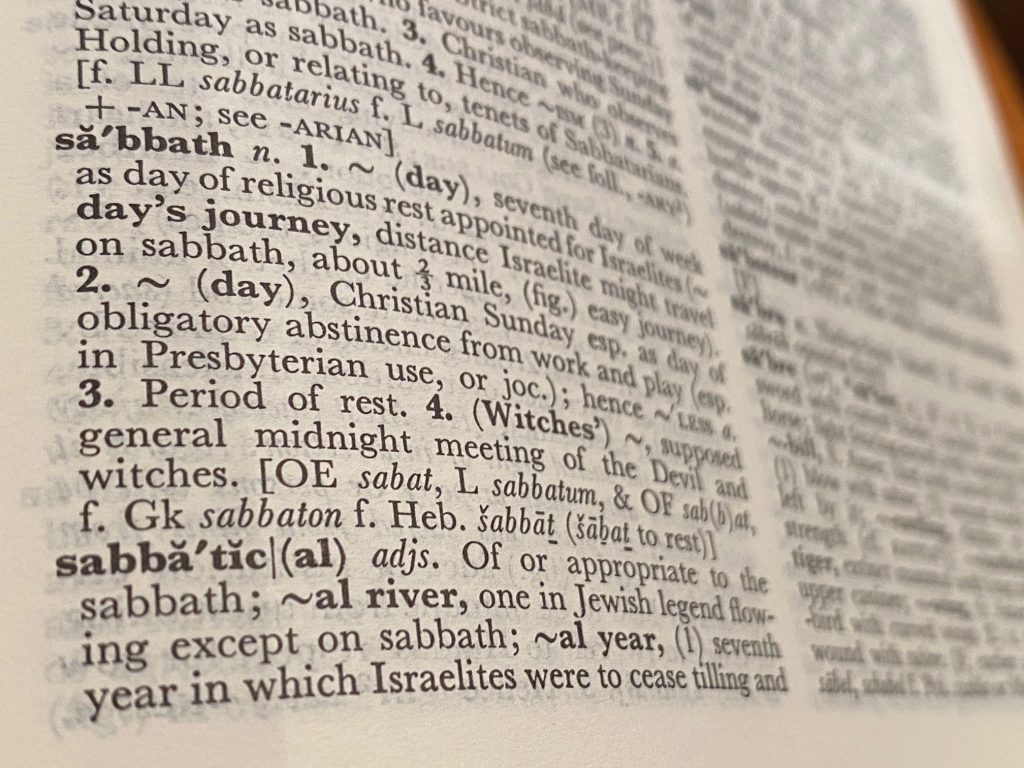 Dictionary entry for the word sabbatical