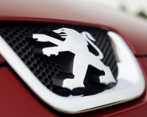 Peugeot car hood emblem of a lion