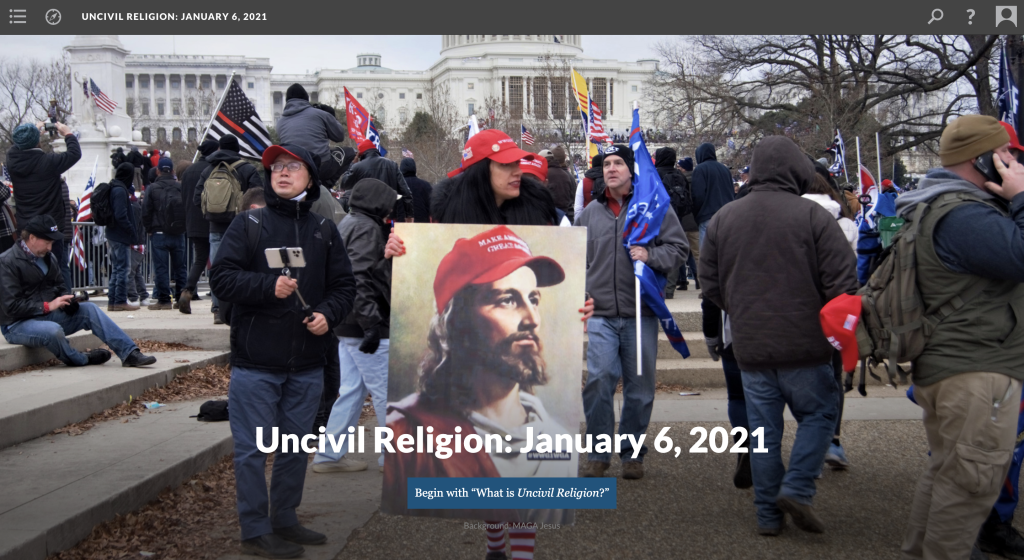 A screenshot of the Uncivil Religion home page