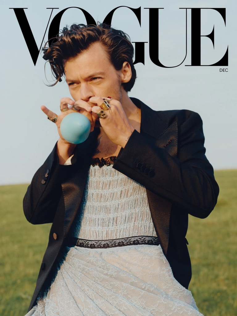 Harry Styles on the cover of Vogue magazine.